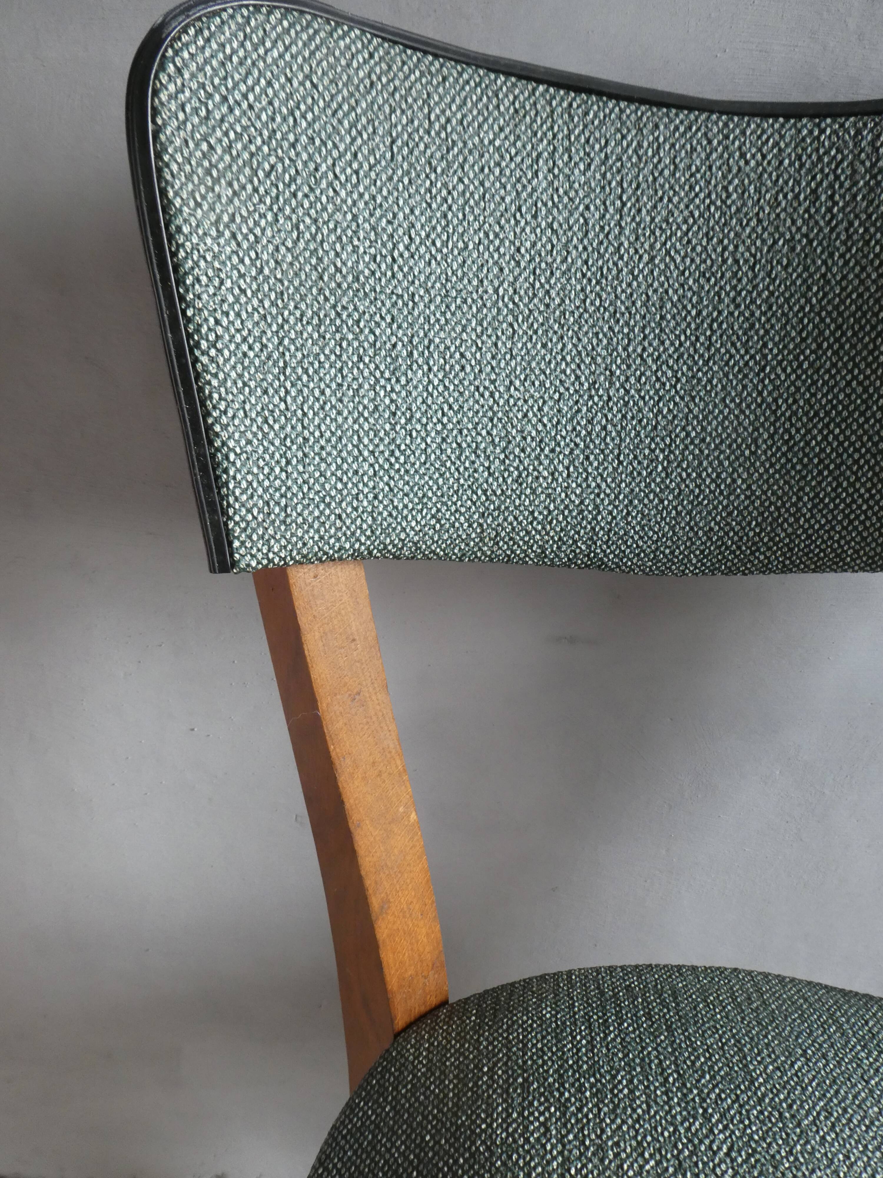 1950s bistro chair, in wood and green skai