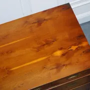 Vintage Military Campaign Twin Desk in Yew Wood
