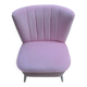 Mid-century cocktail chair in pink solid beech, 1950s compact fluted backrest.