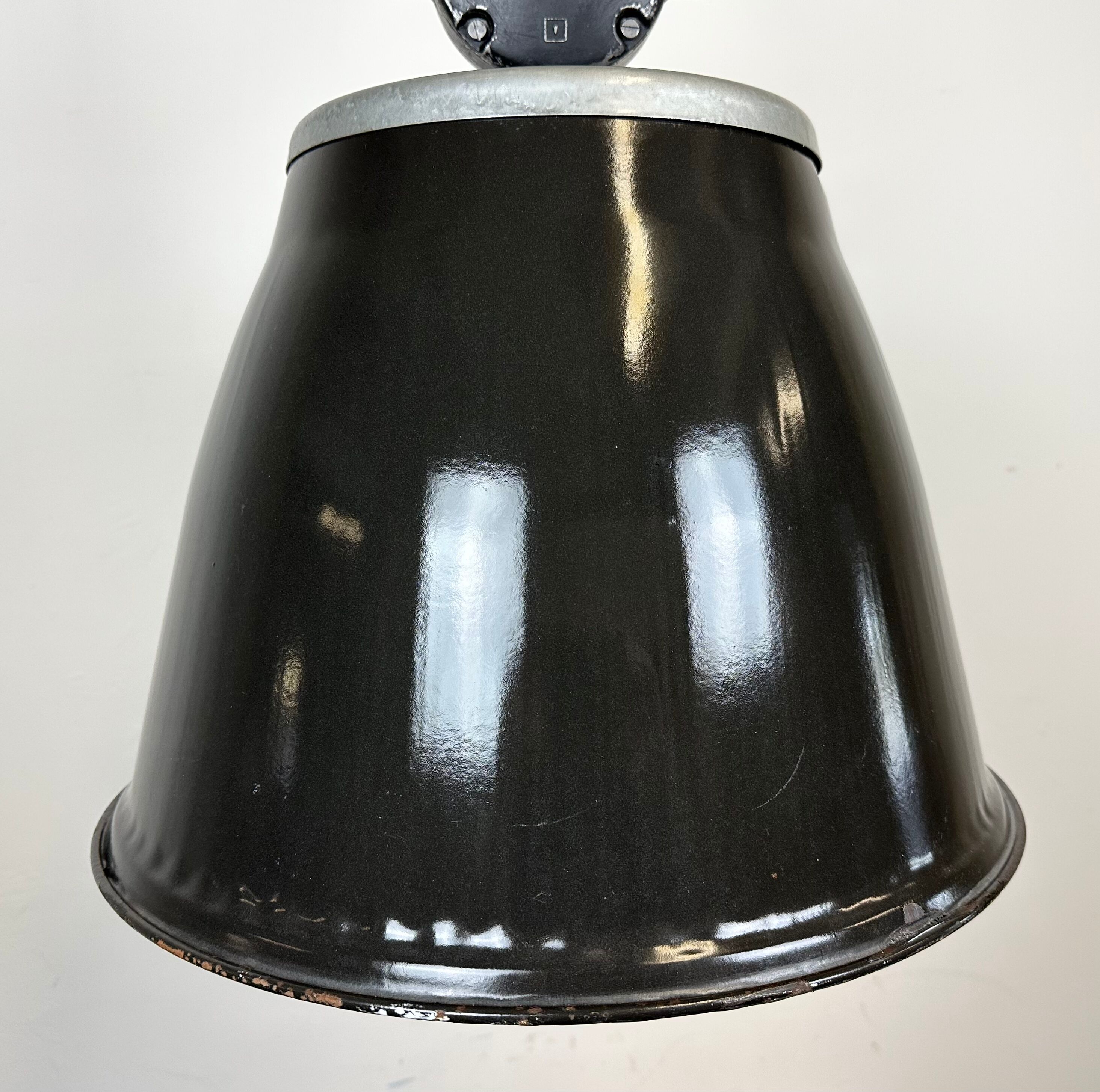 Industrial Black Enamel Factory Pendant Lamp, 1960s