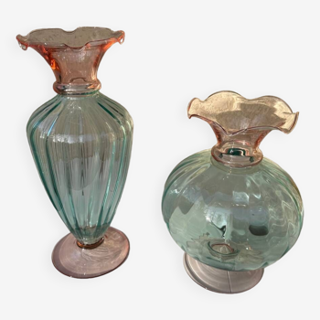 Murano blown glass vases