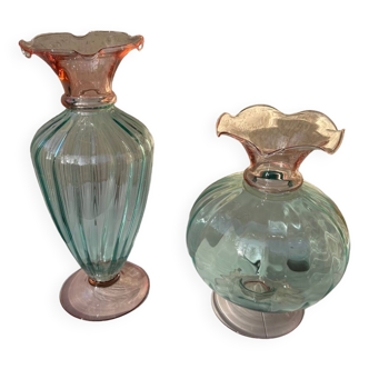 Vases en verre soufflé Murano