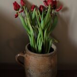 Large round terracotta pot with handle