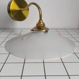Smooth opaline and gilded brass wall light