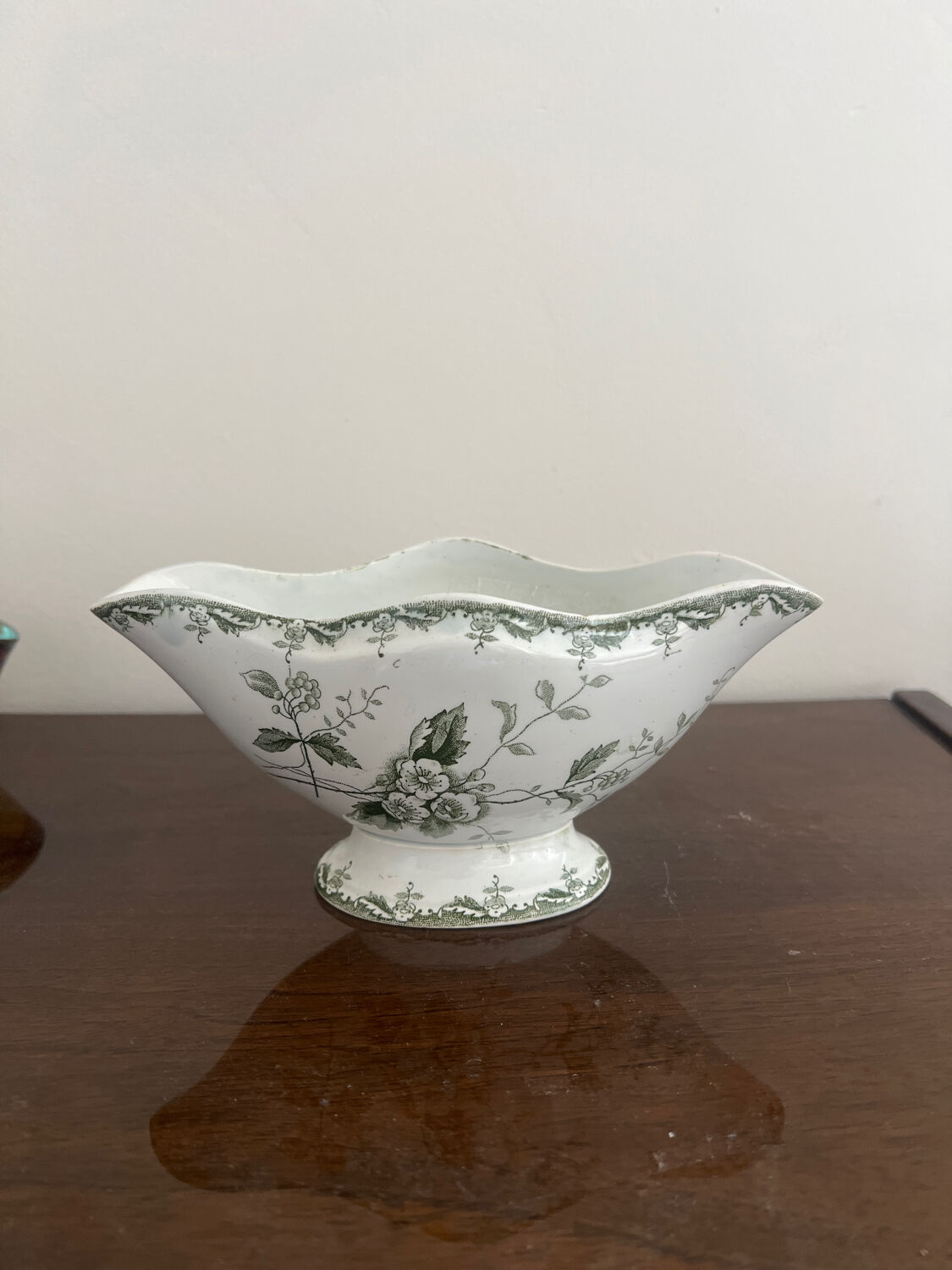 Sauceboat in earthenware Terre de Fer from St Amand and Hamage, Rosette model.