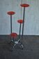 Support for plants, chrome Bauhaus with red plastic trays, 1940s, Czech Republic.