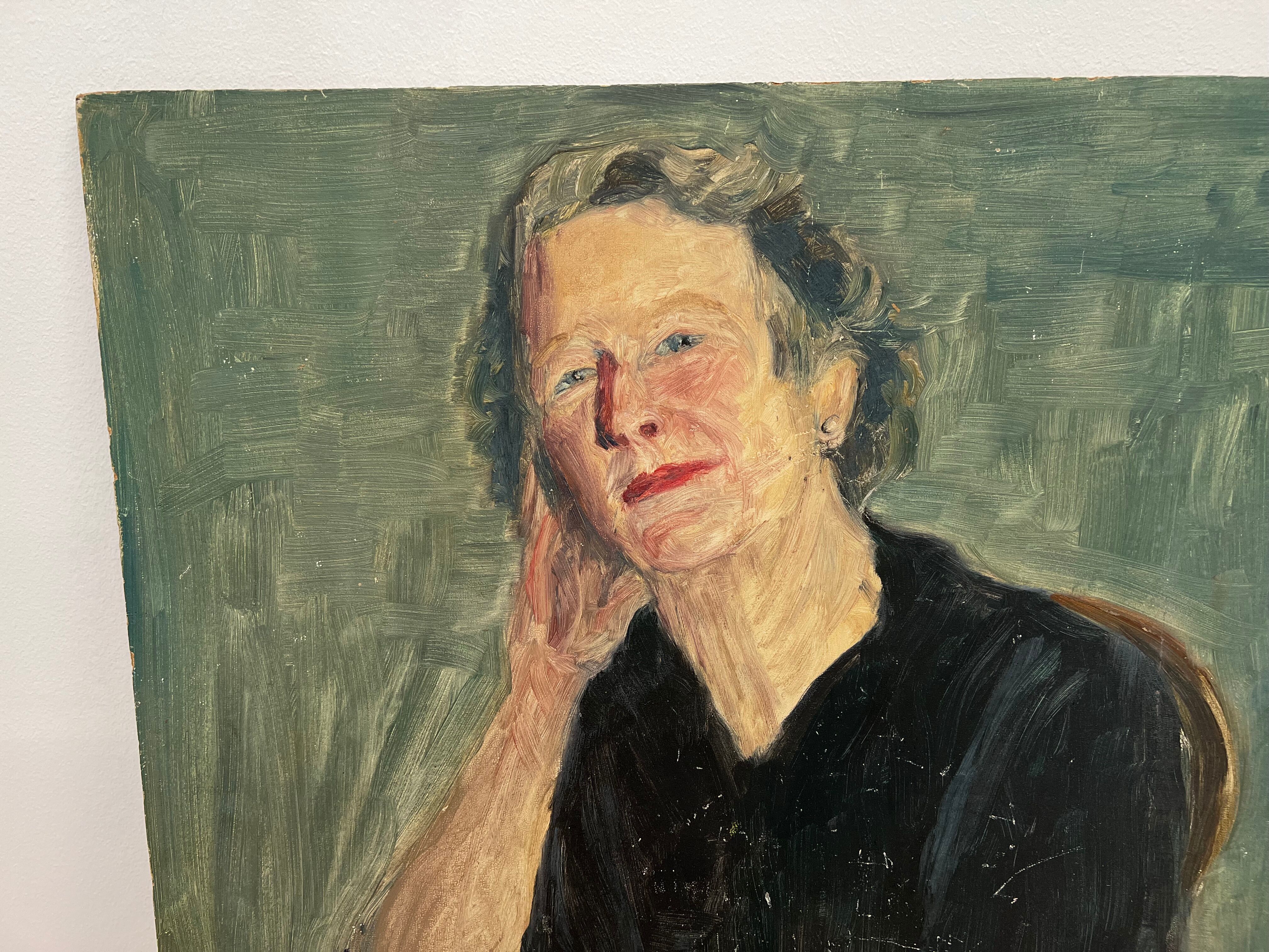 Huile sur bois, portrait de femme