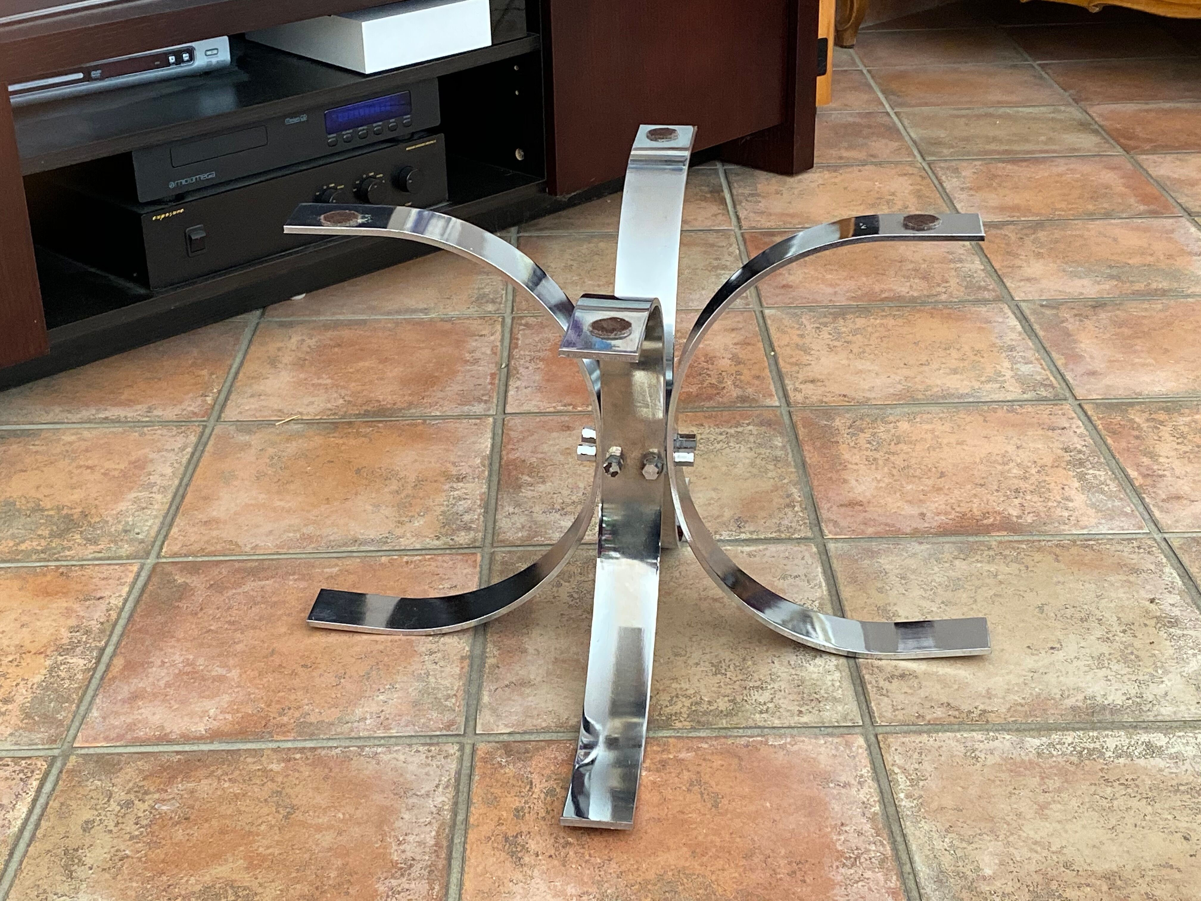 Table basse Osvaldo Borsani pour Tecno 1970 acier et verre