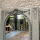 Important woodwork, 176.5cm/158cm 19th century fireplace mirror, quilted glass, parquet on the back.