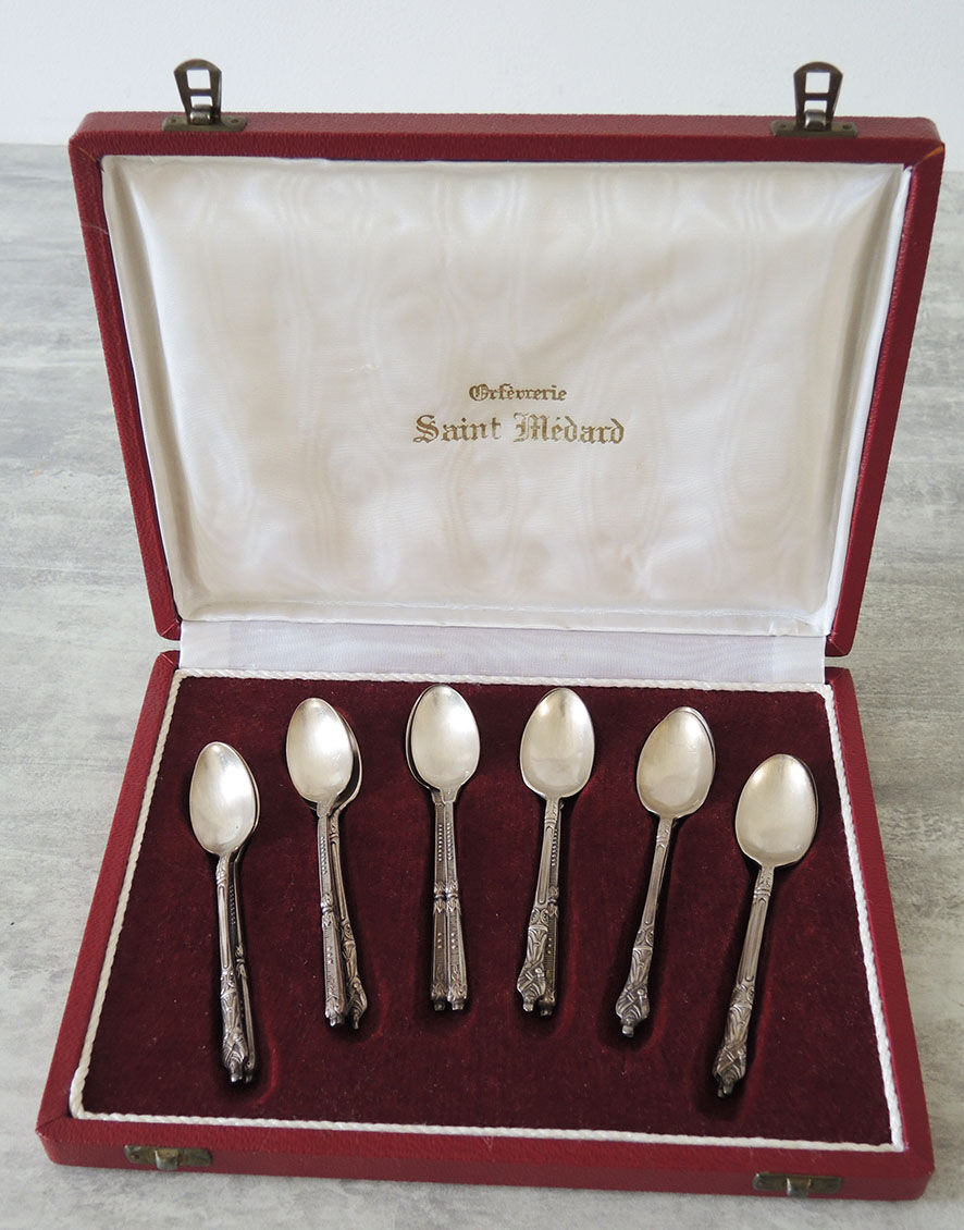 12 sugar spoons Saint Medard silver metal