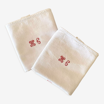 Lot de 2 serviettes de cuisine monogramme MC