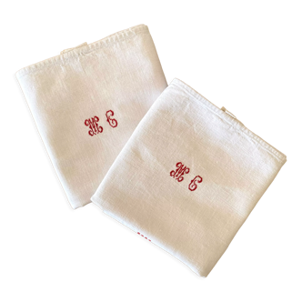 Lot de 2 serviettes de cuisine monogramme MC