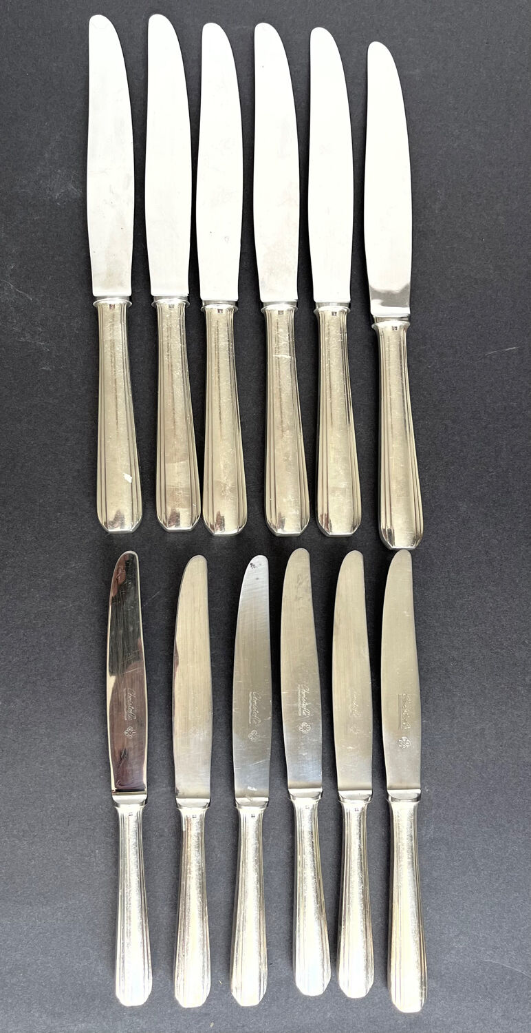 12 Christofle silver metal knives