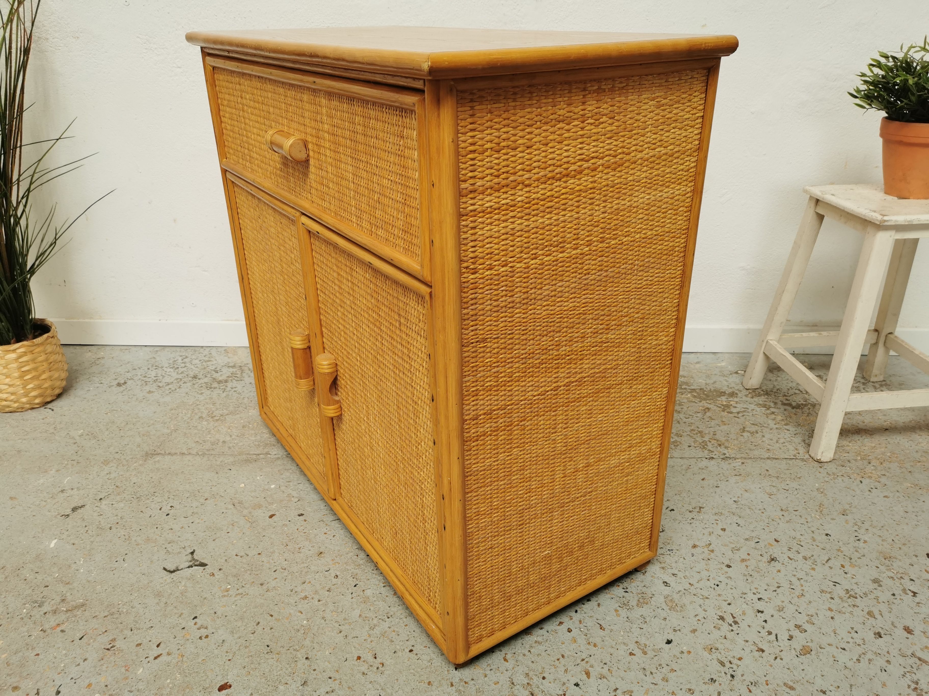 Roche Bobois vintage rattan sideboard