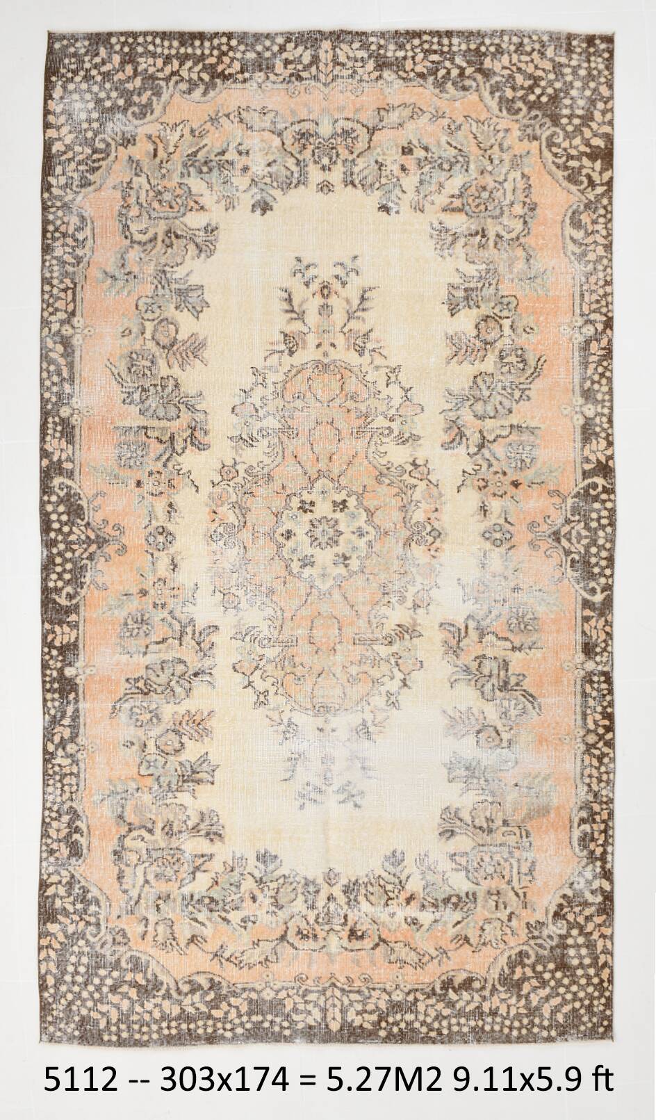6x10 Shades Of Brown Beige Classic Vintage Rug, 174x303Cm SK 5112
