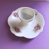 Porcelain egg cup with shabby chic style floral bouquet decoration Romanticism