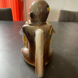 Vintage pitcher theiere earthenware saint clément monkey on pineapple