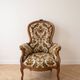 Louis XV armchair in wood and gold damask fabric