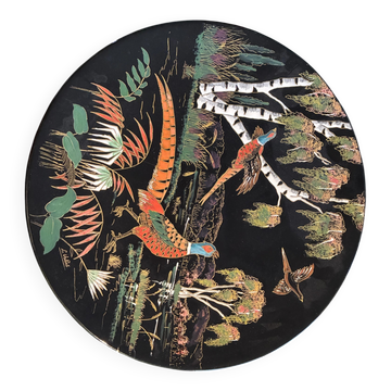 Plate from the Longwy Art workshop, numbered and signed L.Valenti.