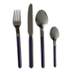 Set of 24 stainless steel and purple plastic cutlery