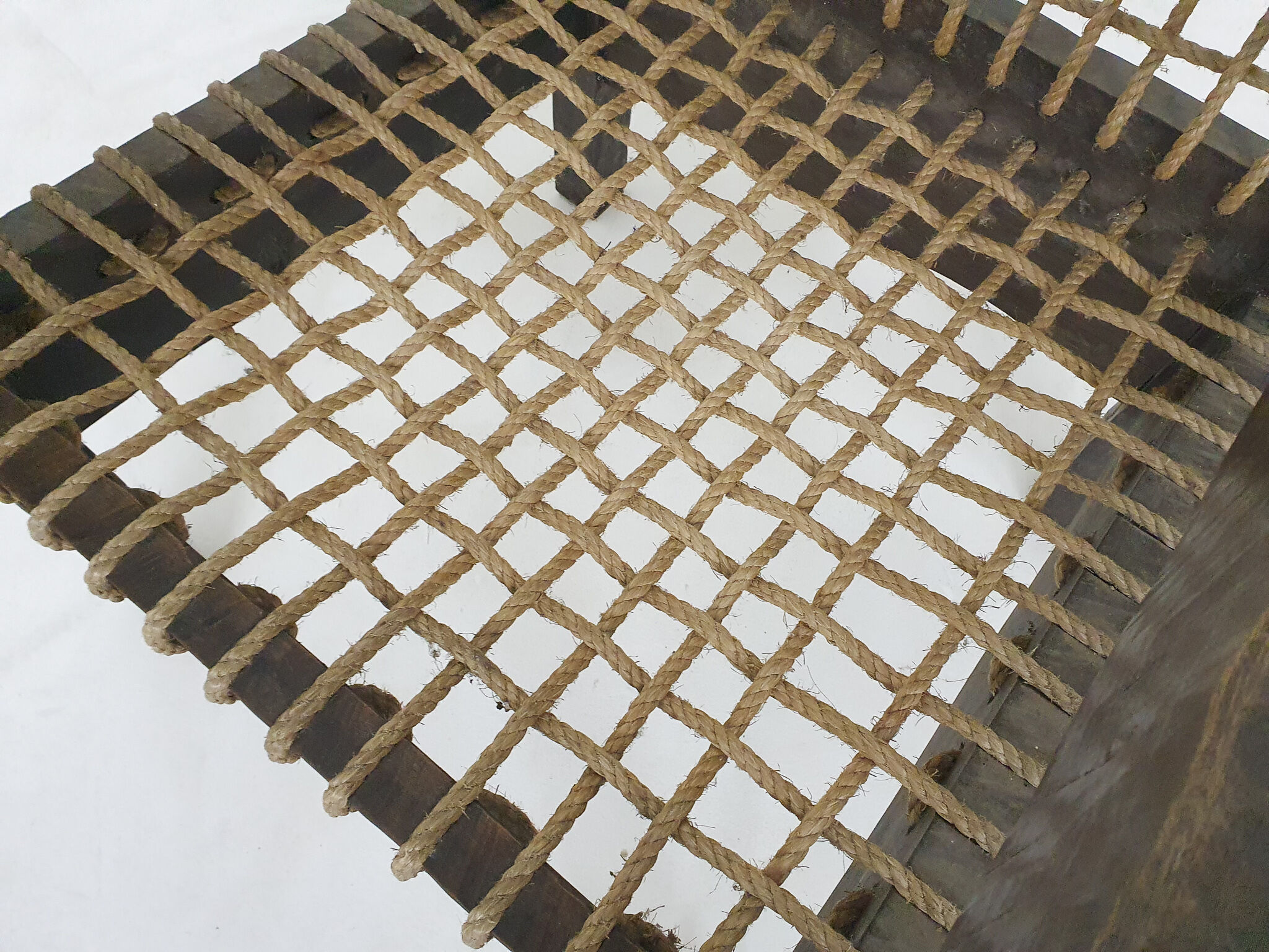 Solid oak and rope lounge chair, The Netherlands 1960's