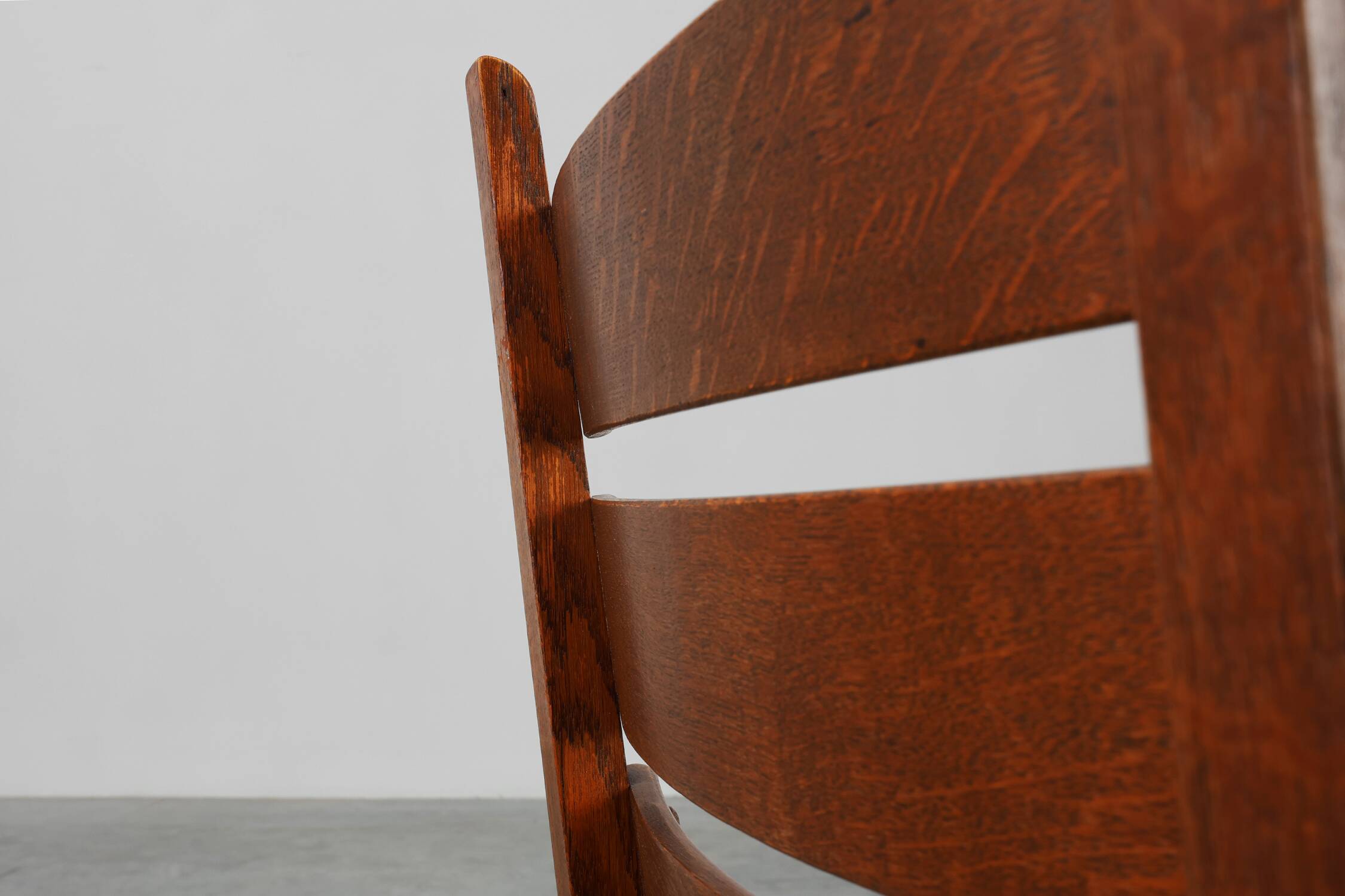 Mid-Century Brutalist Oak and Wicker Chair, Belgium, 1960