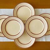6 assiettes plates anciennes en faïence de Longchamp