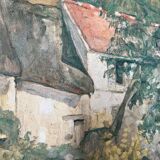 Museum poster reproduction of classical painting The House of Father Lacroix in Auvers by Cézanne