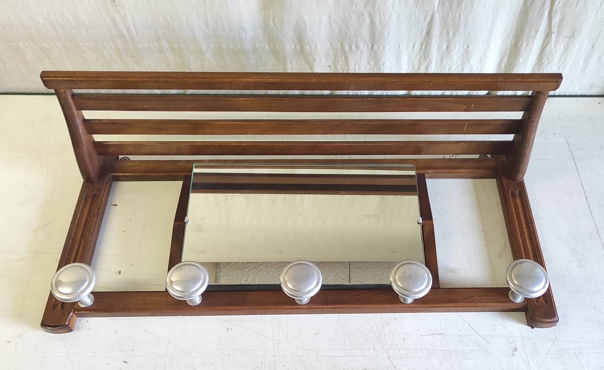 Solid wood and chrome metal coat rack - mid 20th century.