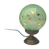 Globe table lamp in green opaline