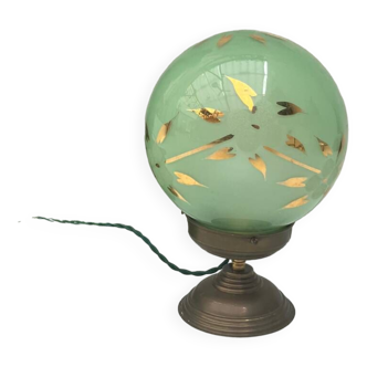 Globe table lamp in green opaline