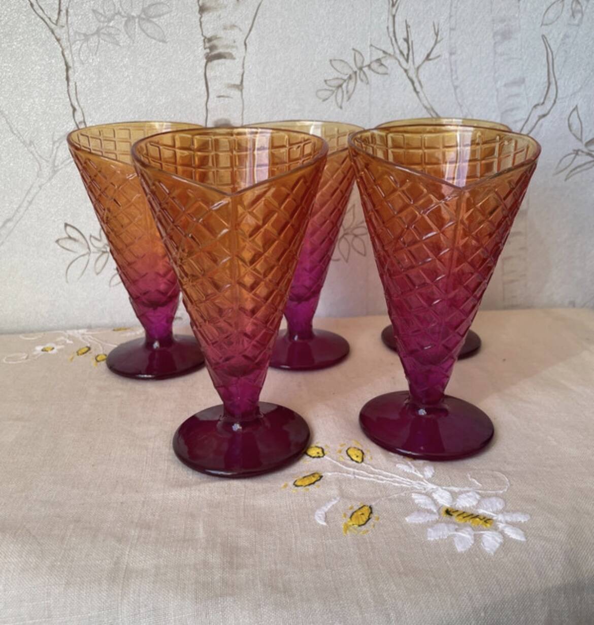 5 vintage Bormioli Rocco ice cream cups
