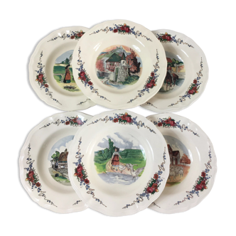 6 hollow plates manufacture of Sarreguemines Obernai