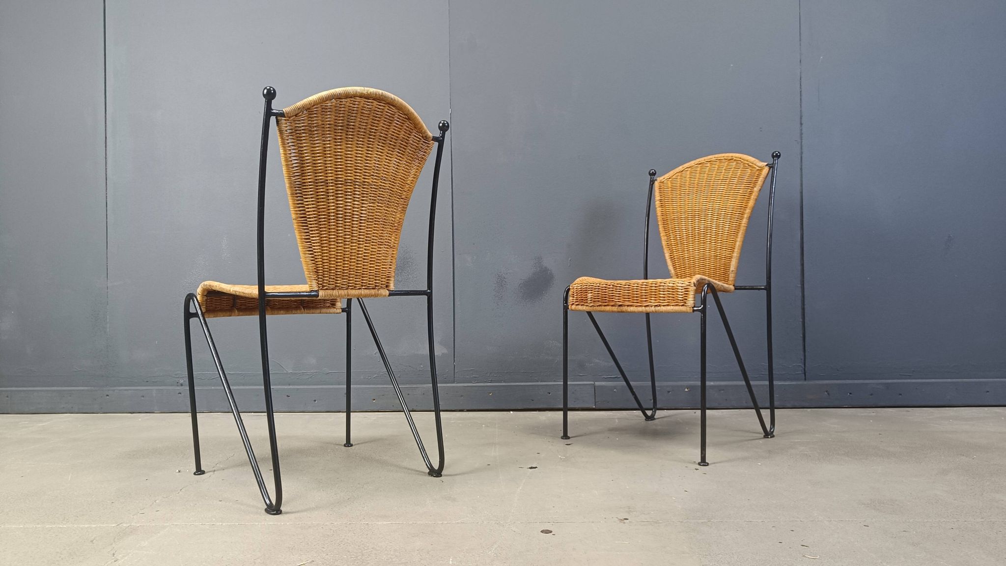 Wicker Chairs by Frederick Weinberg, 1960s, Set of 6