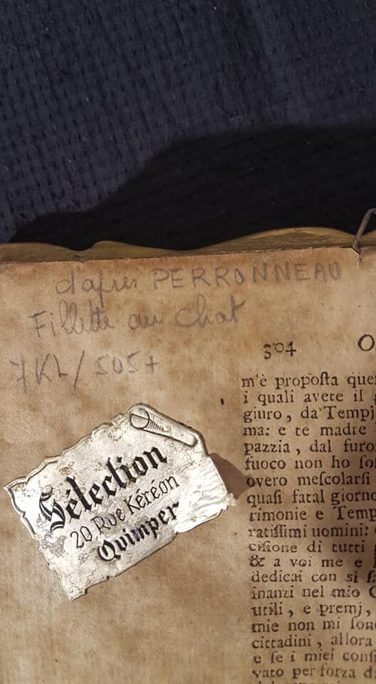 Rectangular frame in gilded wood, green velvet background with domed plastic glass