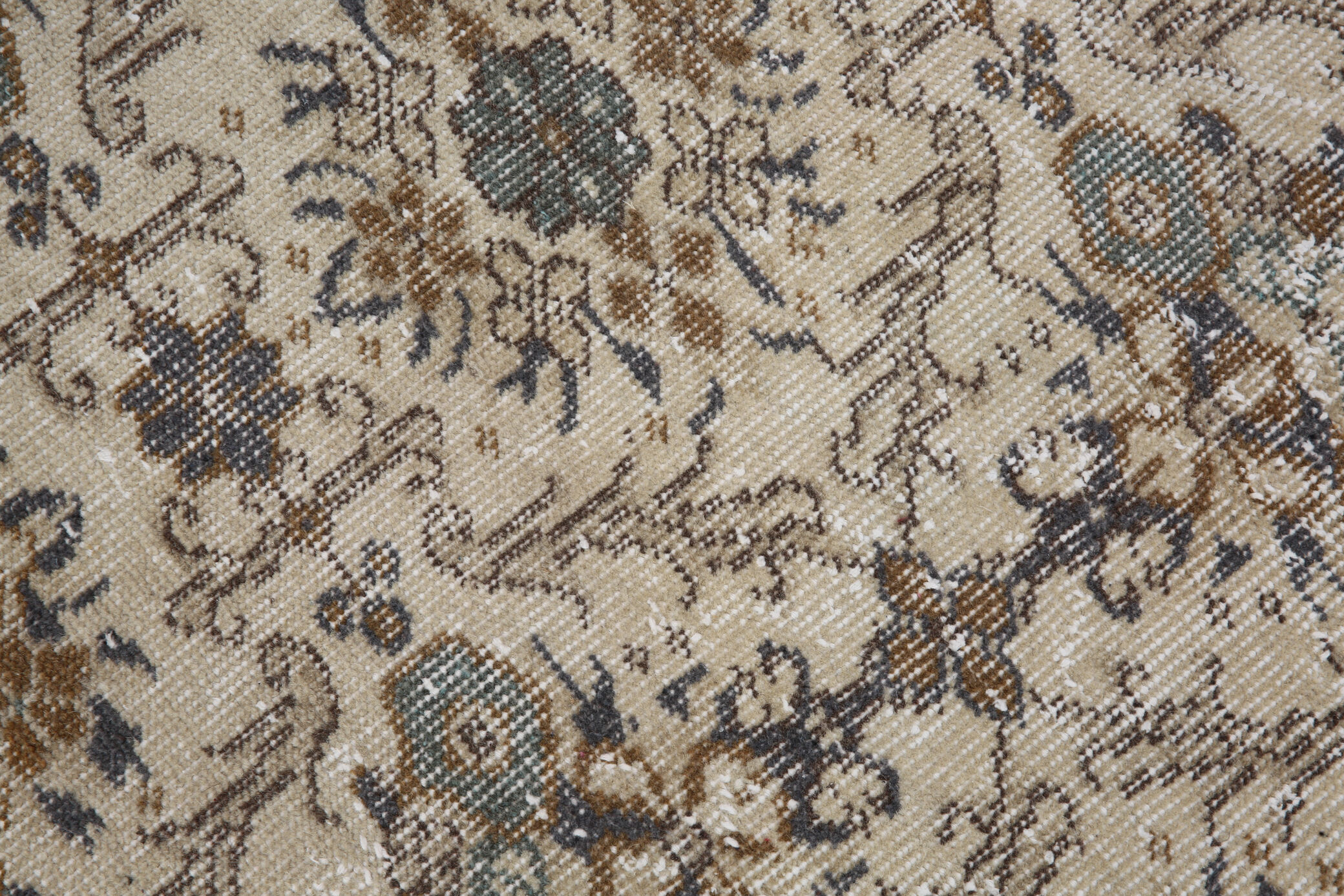 Dark gray & beige vintage rug, 206x102 cm