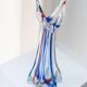 Vintage Murano glass vase - clear glass with blue and red details - timeless design from Italy in the 1970s - gift idea, table decoration.