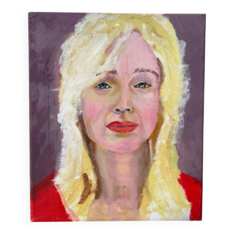Painting of a blonde woman / oil on canvas