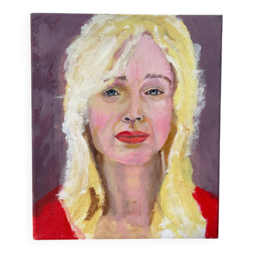 Painting of a blonde woman / oil on canvas