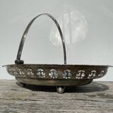 Oval dish with silver-plated metal handle