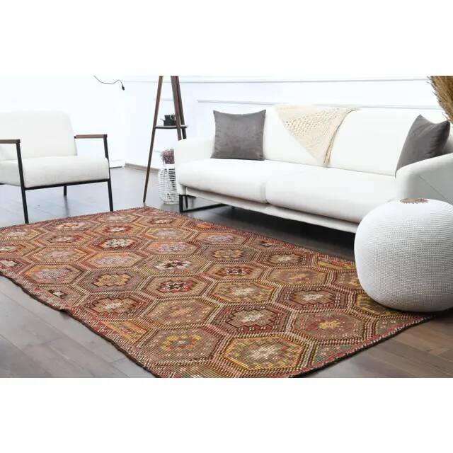 Vintage Turkish Oushak Handmade Wool & Cotton Brown Area Rug 164x288