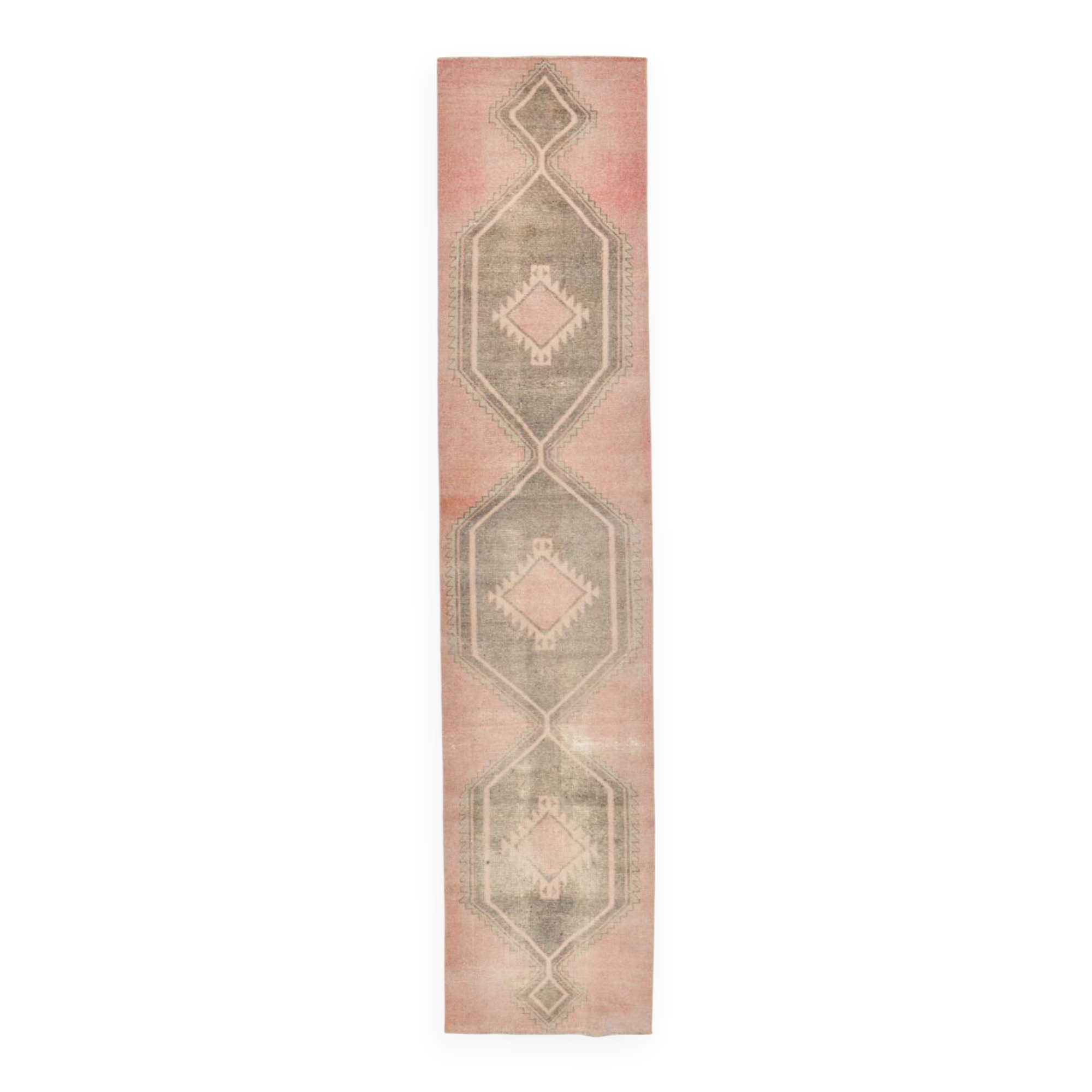 3x12 Pale Red Brown Vintage Runner Rug 80x380Cm SK 21977