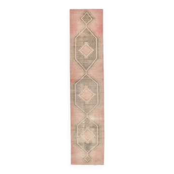 3x12 Pale Red Brown Vintage Runner Rug 80x380Cm SK 21977