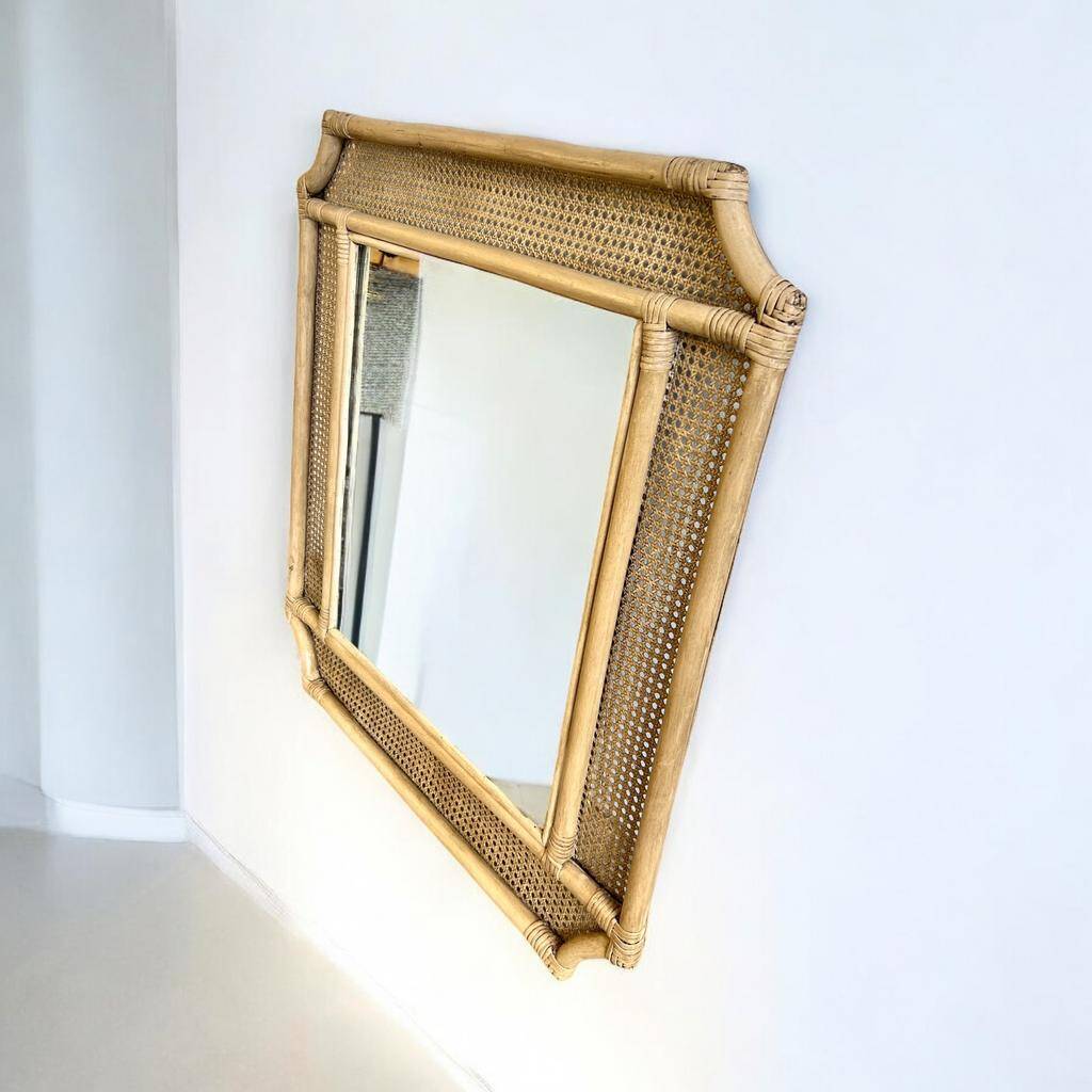 Vintage rattan mirror / romantic wall mirror