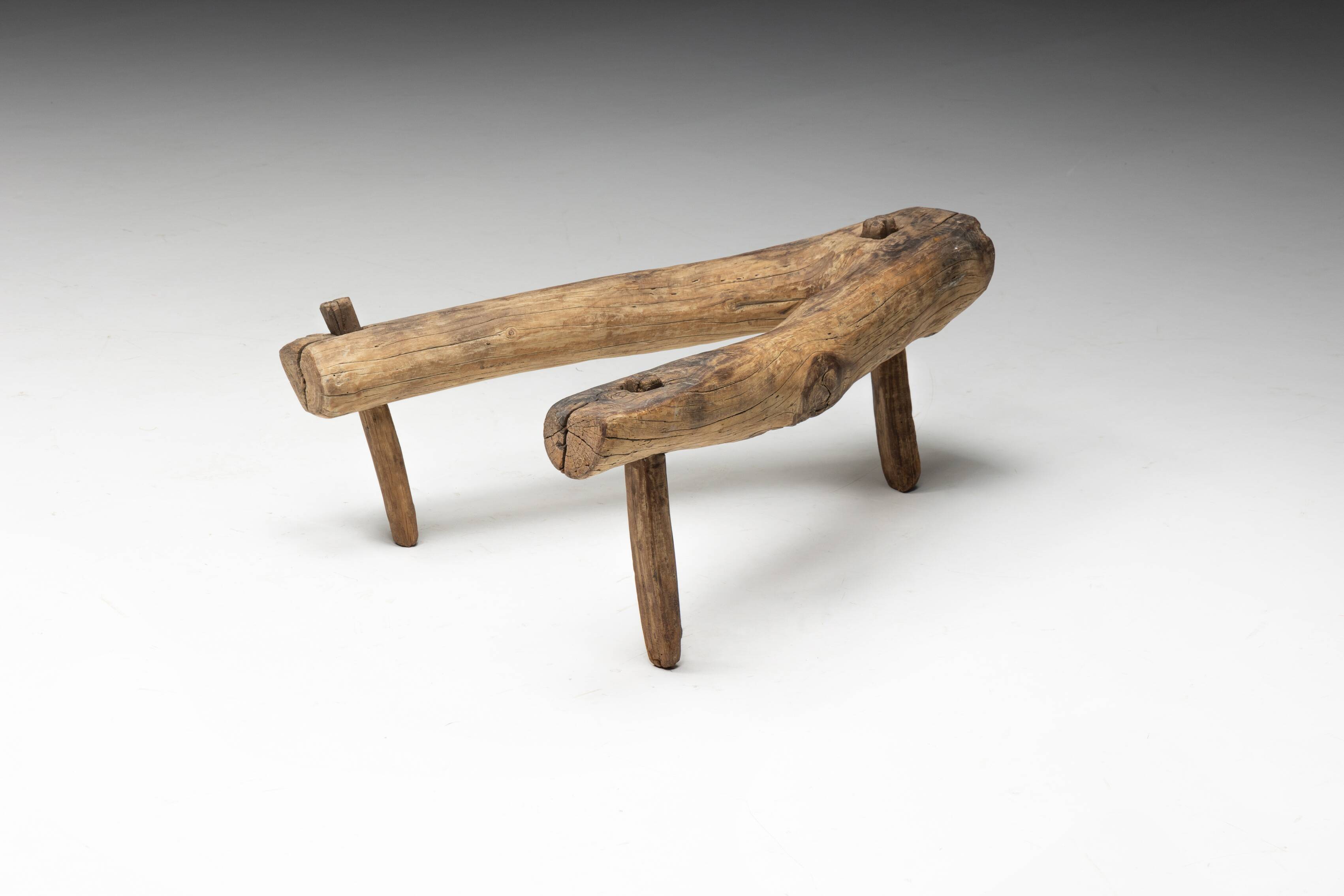 Wabi Sabi Primitive Tripod Stool, France, 18th Century