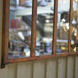 Metal industrial window mirror 102x108cm
