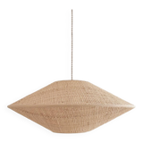 Woven rattan saucer pendant light