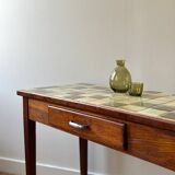Vintage wood and ceramic table