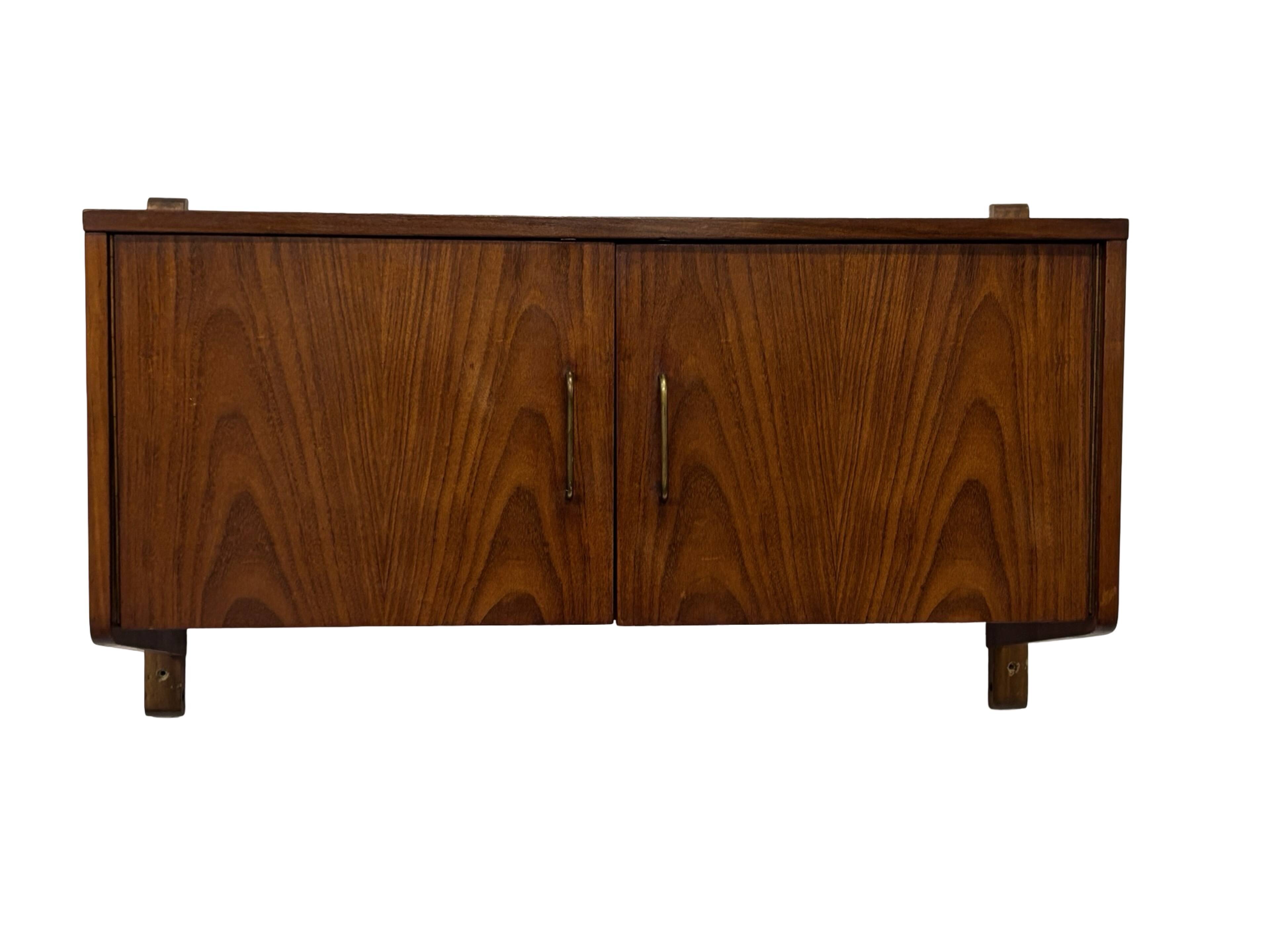 Vintage wall cabinet compact wall system 1960s teak veneer