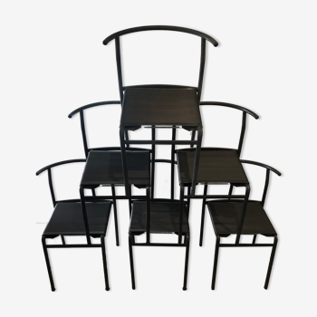 Ensemble de 6 chaises Cerruti Baleri "café", Philippe Starck  1980